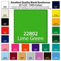 22"x22" Blank Solid Lime Green Imported 100% Cotton Bandanna